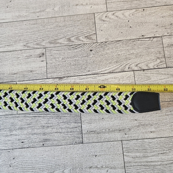 DIBI Black White Neon Yellow & Silver Elastic Braided Belt XL - Picture 5 of 6